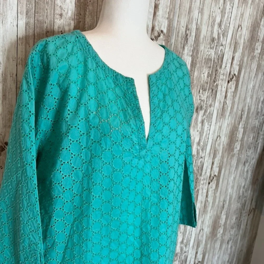 Talbots Teal Eyelet Swim Cover-Up Tunic - Picture 2 of 5